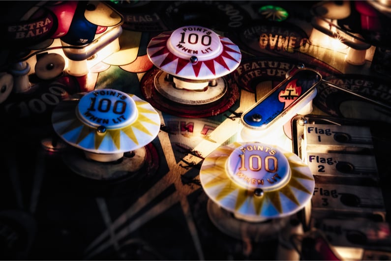 Detail of vintage pinball table "Wizard"