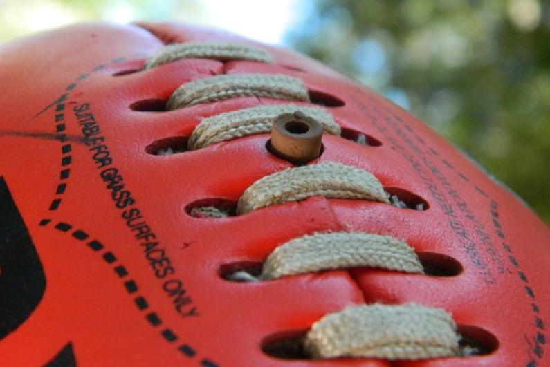 Closeup of Australian rules football