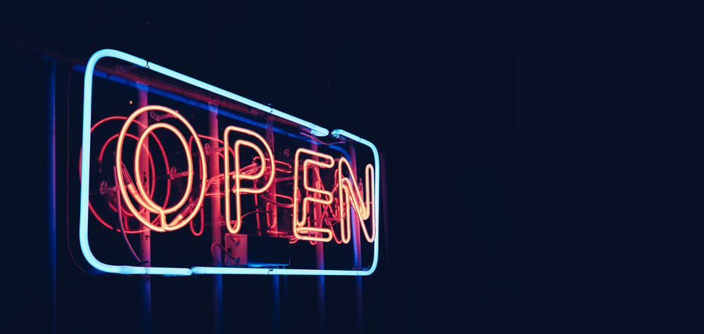 Open neon sign