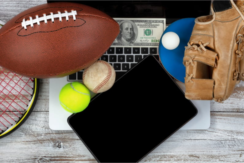 sports equipment on a laptop