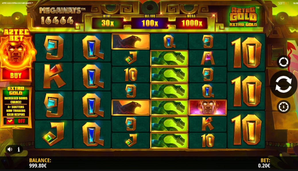 Aztec Gold Extra Gold Megaways slot reels by iSoftBet