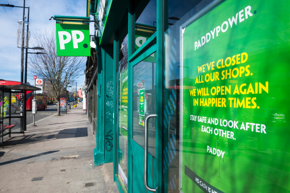 Paddy Power shop in London closed during coronavirus lockdown