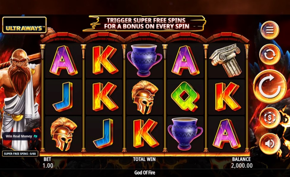 God of Fire slot reels by Northern Lights Gaming