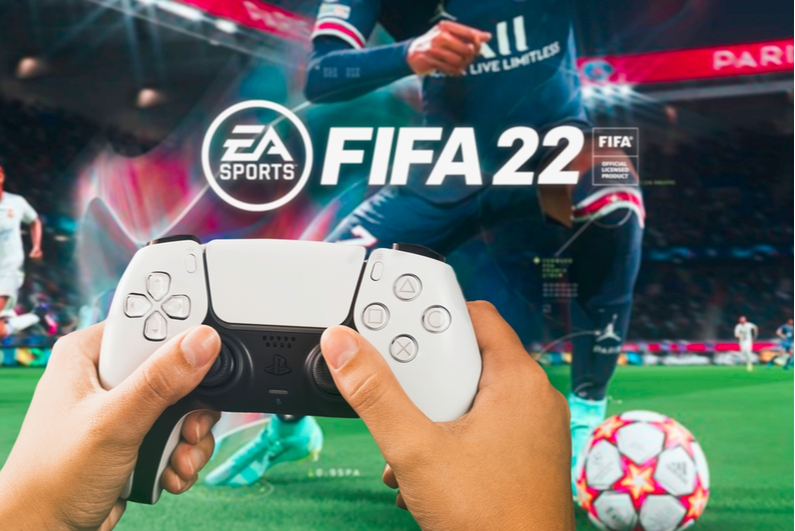 gamer playing FIFA 22