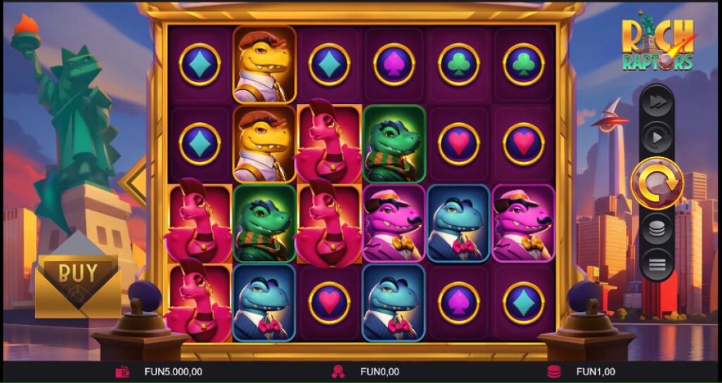 Rich Raptors slot reels by Fantasma Games