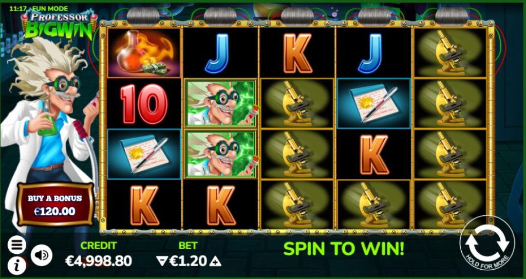 Professor Big Win slot reels by Atomic Slot Lab