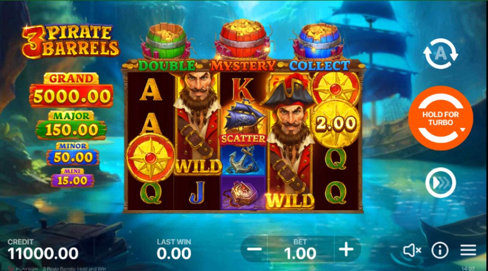 3 Pirate Barrels slot reels  by Playson - best new online slots of the week